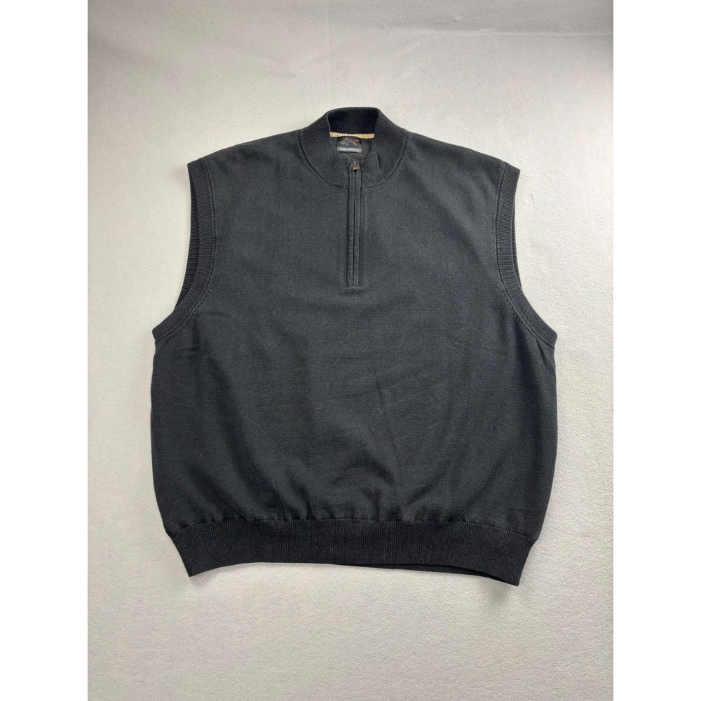 Greg Norman Windshirt Golf Vest Mens XL Black Quarter Zip Sleeveless Lined